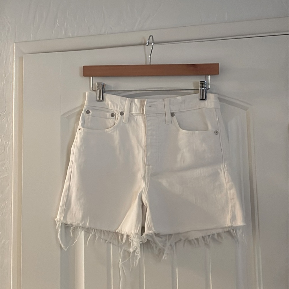 MADEWELL High Rise White Denim Shorts